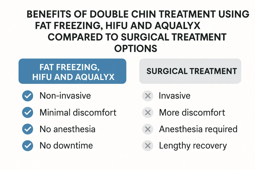 Graphic about the benefits of double chin treatment Newcastle upon Tyne - from LA LIPO