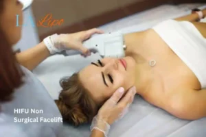 Woman having Hi-Fu to reduce wrinkles Newcastle upon Tyne.