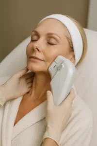 Woman receiving HIFU non surgical facelift treatment Newcastle upon Tyne