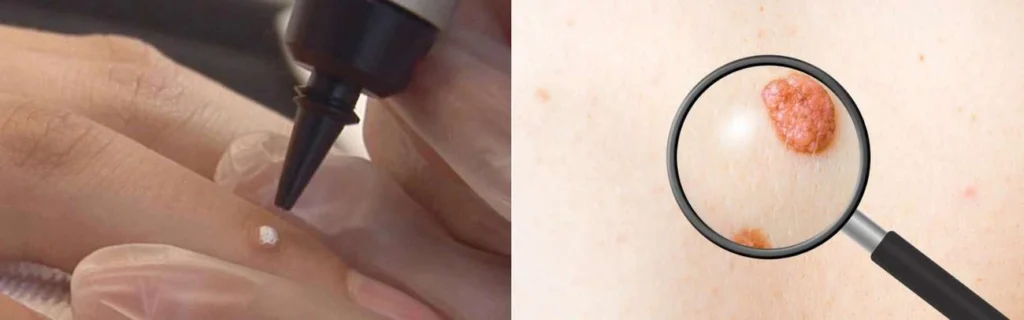Person getting moles removed with cryopen Newcastle upon Tyne